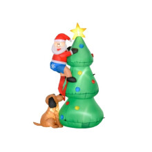 6ft Inflatable Christmas Tree, LED Lighted with Santa Claus Dog for Home Indoor Outdoor Garden Lawn Decoration Party Prop