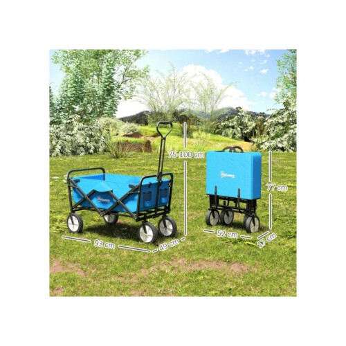 90-litre festive wheeled trolley, foldable camping cart with adjustable handle, blue 2