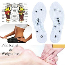 (Women)1 Pair Women Men Silicone Insole Magnetic Therapy Anti Fatigue Massage Insoles