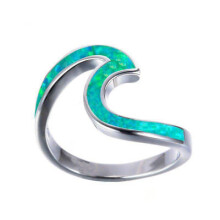 (8)Natural Opal Wave Ring Stylish Simple Blue Zshaped Hand Jewelry Gift Women For