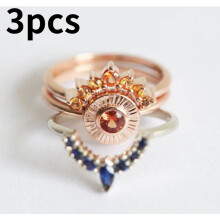 (No.6) Women 3pcs Set Ring Hand Jewelry Clothing Accessories Decoration Fashion Gift