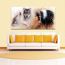 Wallpaper Murals Indian Girl Wolf Wall Sticker Wall Paper Art Painting 40x80cm