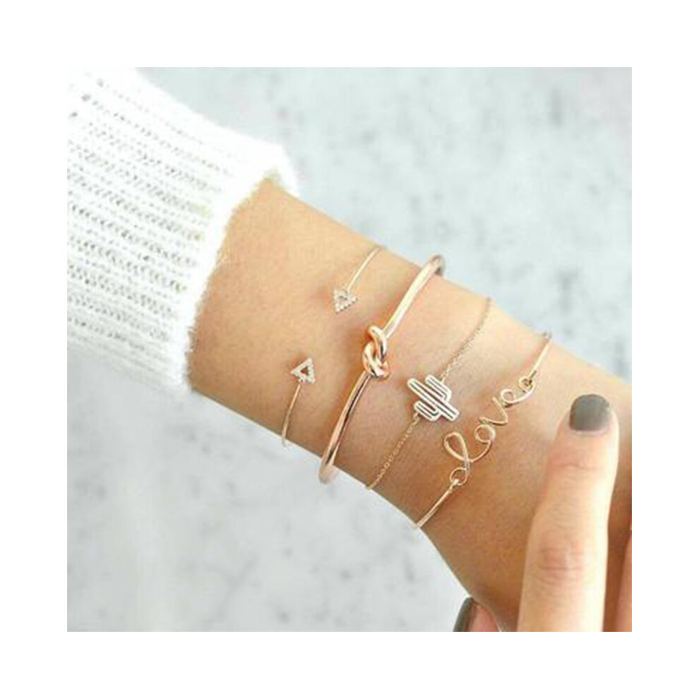 Simple Exquisite 4pcsset Opening Bracelet Set Vintage Cuff Bracelets Bangle