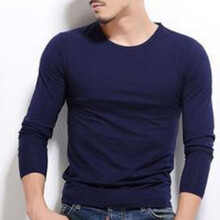 (Blue, TagXL=US M) Long Mens New Sleeve Fashion Slim Fit Solid Color Bottoming Tshirts Sport