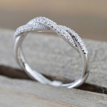 (Silver,9)New Twisted Twine Ring European And American 18k Yellow Gold Plated Zircon Ring