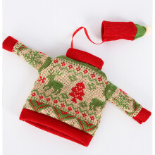 (Green)Christmas Wine Bottles Sweaters Hats Decorations Atmosphere Setting Props Gift