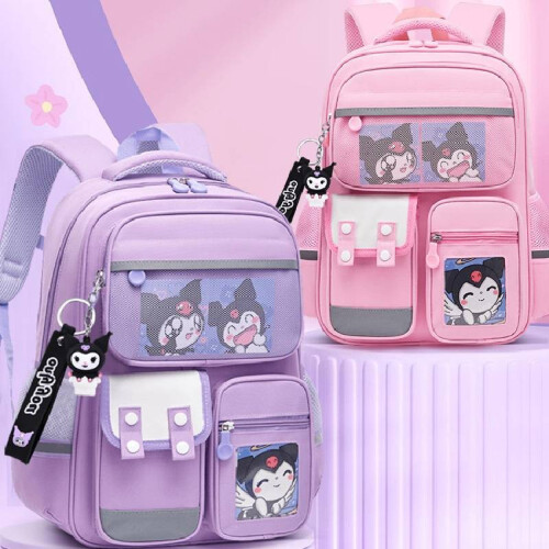 (PinkBlue,S)Sanrio Capybara Backpack Waterproof Multiple Compartment With Pendant Reflection 2