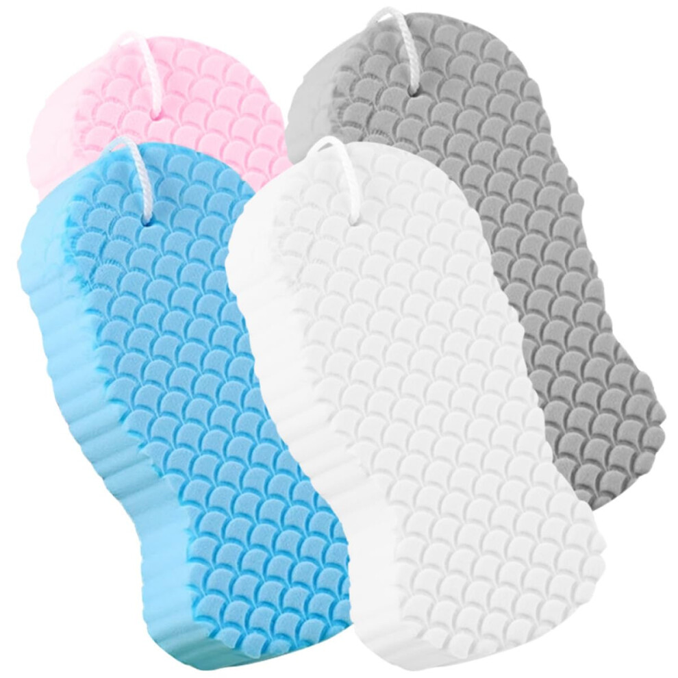 4pcs Soft Bath Sponge Set for Sensitive Skin with Fish Scale Shower Scrubber for Newborns
