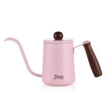 Pink Gooseneck Coffee Kettle 600ml Stainless Steel with Wooden Handle for Precise Pouring