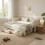 Beige Chenille Extendable Sofa Bed with Storage 1