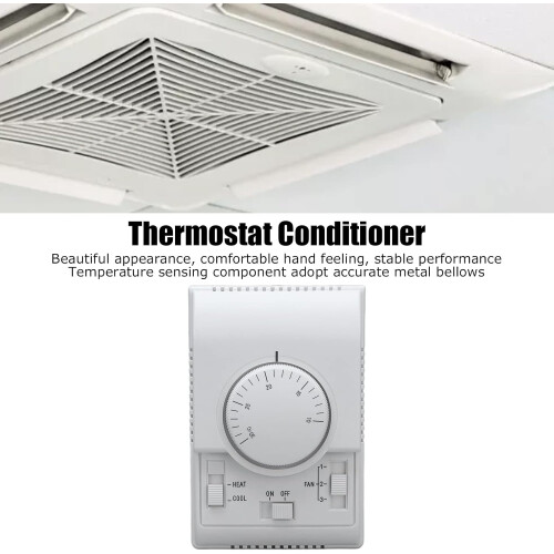 Thermostat Controller for Central Air Conditioning, 110220V Dual Mode Heating Cooling Switch White 1