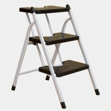 Folding Step Stool Attic Stairs with NonSlip Wide Pedal, HeavyDuty 100kg Capacity for Home and Kitchen Black