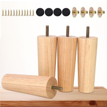 Furniture Legs Set of 4 Solid Wood Table Sofa Chair Cabinet Feet with Adjustable Height 2.4in Natural