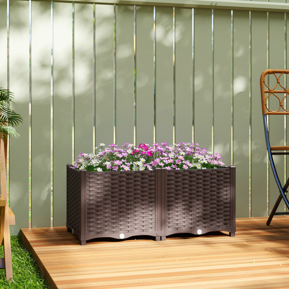 Outsunny Plastic Raised Garden Bed With Legs And Drainage Holes And Plugs