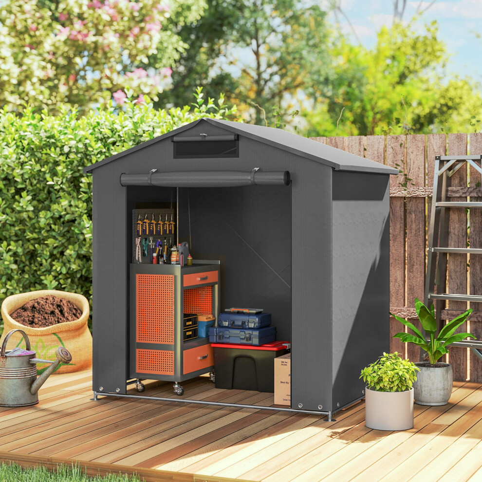 Outsunny 6 X 4 Ft Garden Storage Shed Tent Bike Tent, Dark/Grey