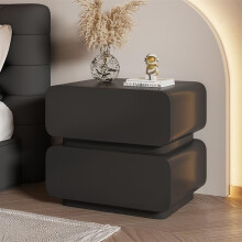 Black Bedside Table Modern Nightstand with 2 Drawers Fully Assembled for Bedroom 15.7x15.7x19.7in