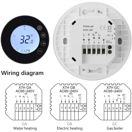 Smart WiFi Thermostat with LCD Touchscreen, App and Voice Control, 8Day Programmable, Black 1