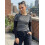 (L, Black) Womens Fall Tops Long Sleeve Crew Neck Casual Pullover Patchwork Soft Striped Shirts 5