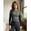 (L, Black) Womens Fall Tops Long Sleeve Crew Neck Casual Pullover Patchwork Soft Striped Shirts 2