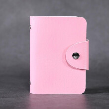 (pink)Multicolor Pu Leather Pocket Business Id Credit Card Wallet