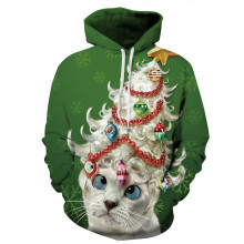 (#9 White Cat,S/M)Herren Damen Weihnachten 3D Grafikdruck Hoodie Sweatshirt Pullover Tops Pullover