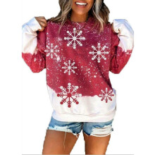 (Red, XL) Hoodie Christmas Snowflake Womens Sweatshirt Jumper Santa Pullover Xmas Top