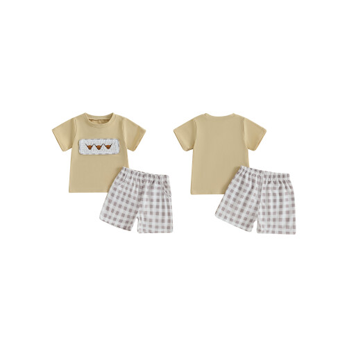 (18-24 Months, Khaki) Καλοκαιρινά ρούχα για καρό σορτς. 1