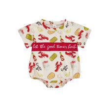 (12-18 Months, Multicolor) Tutine estive per neonati maschietti con stampa lettere e aragosta, girocollo, maniche corte