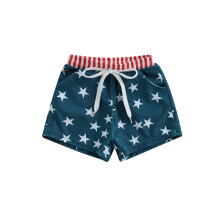 (3-4 Years, Multicolor) Strandshorts voor peuterjongens, kinderzwembroek met trekkoord en sterrenprint ter ere van de Onafhankelijkheidsdag.