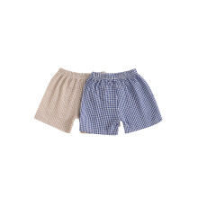 (2-3 Years, Blue) Baby Boys Girls Shorts Set Summer Elastic Waist Plaid Print Loose Fit Shorts Bottoms