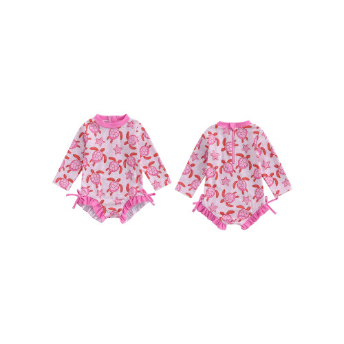 (2-3 Years, Pink) Μαγιό Rash Guard σχέδιο χελώνας 1