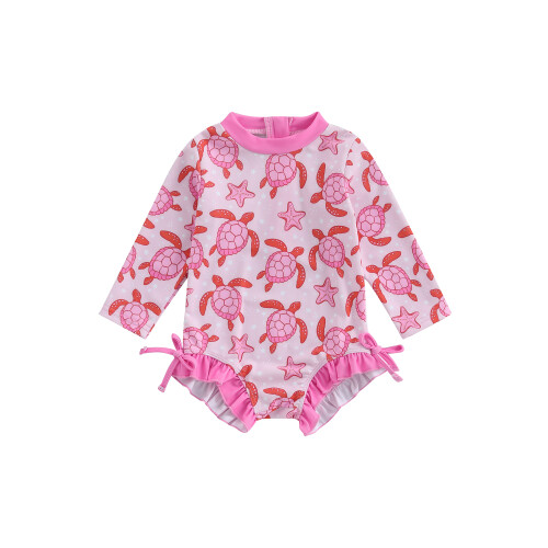 (2-3 Years, Pink) Μαγιό Rash Guard σχέδιο χελώνας
