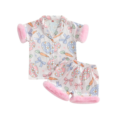 (8-9 Years, Pink) Pijamale de Paște 2 piese.
