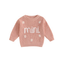 (0-3 Months, Light Pink) Maglioncino bambina maniche lunghe girocollo lettere fiori caldo invernale maglia abbigliamento neonati