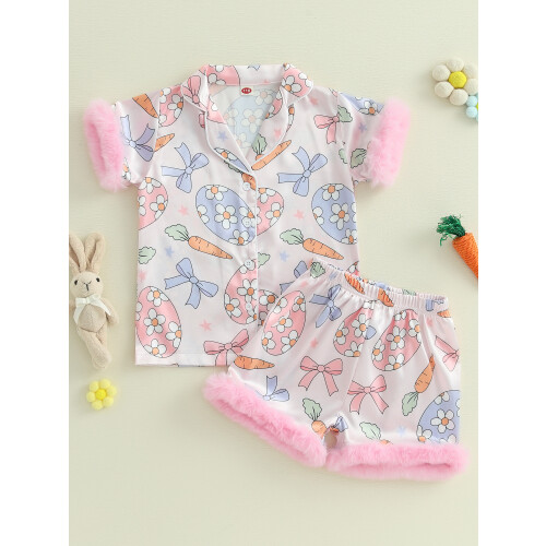 (3-4 Years, Pink) Pijamale de Paște 2 piese. 2