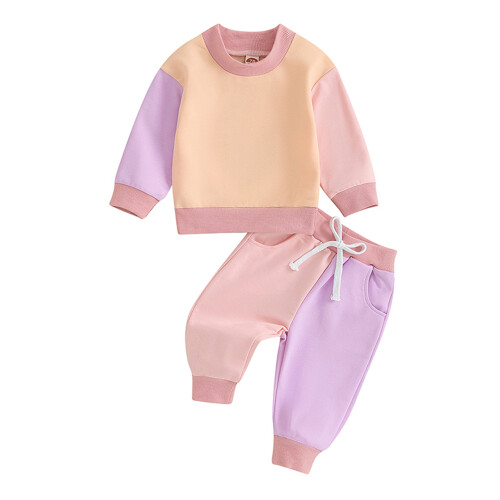 (3-4 Years, Pink) Σετ παντελονιών 2 χρωματική αντίθεση.