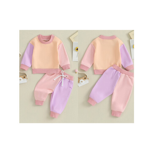 (3-4 Years, Pink) Σετ παντελονιών 2 χρωματική αντίθεση. 1