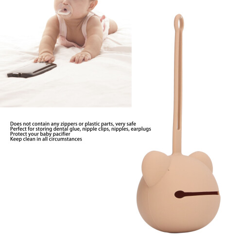Silicone Bear Shape Pacifier Case Holder Travel Storage Coffee 2