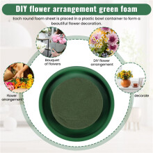 Kit D'Arrangement de Fleurs Bricolage Vert Rond Mousse Humide Floral, AlléEs de Mariage Fleurs, DéCoration de FêTe (Mousse de Fleurs avec Bol, 12
