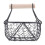 Wooden Handle Metal Retro Basket Portable Multi-Function Vegetable Fruit Egg Groceries Practical Storage Basket Organizer Black 3