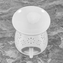 Keramik Teelicht Kerzenhalter ÖLbrenner, äTherisches ÖL Weihrauch Aroma Diffusor Ofen Home Decoration Romantisches Weiß 2Er-Set - Blumenmuster