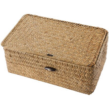 See Gras Hand Gewebte Aufbewahrungs Box Aufbewahrungs Box Aufbewahrungs Korb Makeup Organizer Mehr Zweck BehäLter mit Deckel