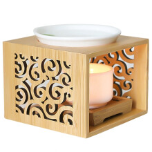Lampada di Fragranza Vuota di Bambù nel Legno Fornace un Petrolio Bruciatore di Aromi Portacandele Decorazione Elegante e Attraente per L'Home Office
