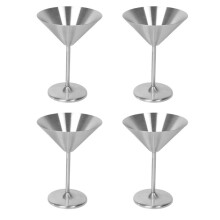 Stainless Steel Martini Glasses Set of 4, 8 Oz Metal Cocktail Glasses, Unbreakable, Durable, Mirror Polished Finish