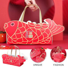 Roter Papier Kuchen Verpackung Box Karikatur Kuh Keks Box BäCkerei Backen Box Wie Geschenk Box mit Schokoladen Griff