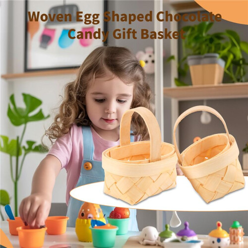 12Pcs Wood Chip  Baskets Manual Woven Baskets Ornaments Candy Storage Box 2