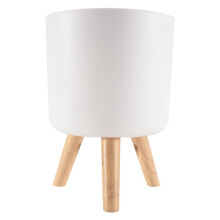 Modern Plant Pots with Wooden Legs Holder Bedroom Living Room Floor Standing Potted Flower Pot Home Garden Planters -B