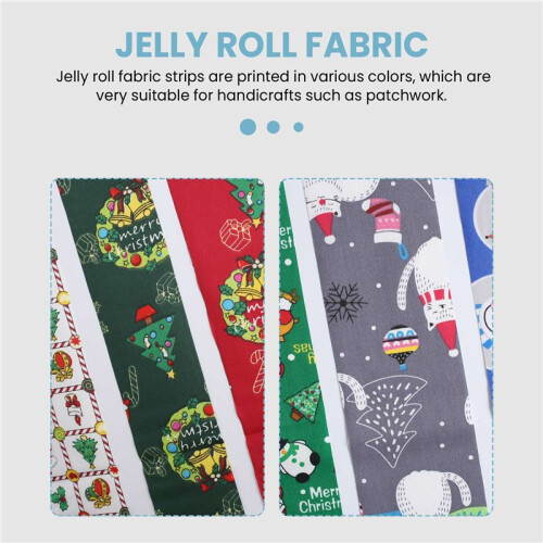 20 Patterns Jelly Roll Fabric, Pre-Cut Jelly Roll Fabric Strips for Quilting,Fabric Jelly Rolls with Different Patterns 2