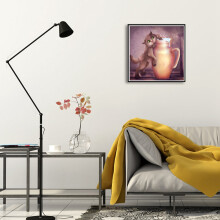DIY Volledige Cirkel Diamant Schilderij Woondecoratie Kunst Ambachten Hotel Kantoor Decoratie en Geschenken Kat Stelen CrèMe