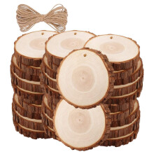 30Pcs Unfinished Wood Slices with Bark for Crafts Wood Kit Circles Log Discs for DIY Wedding Ornaments
